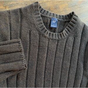 VTG Gap Sweater Mens Large Brown Lambswool Ribbed Indie Grunge Dark Academia Y2K